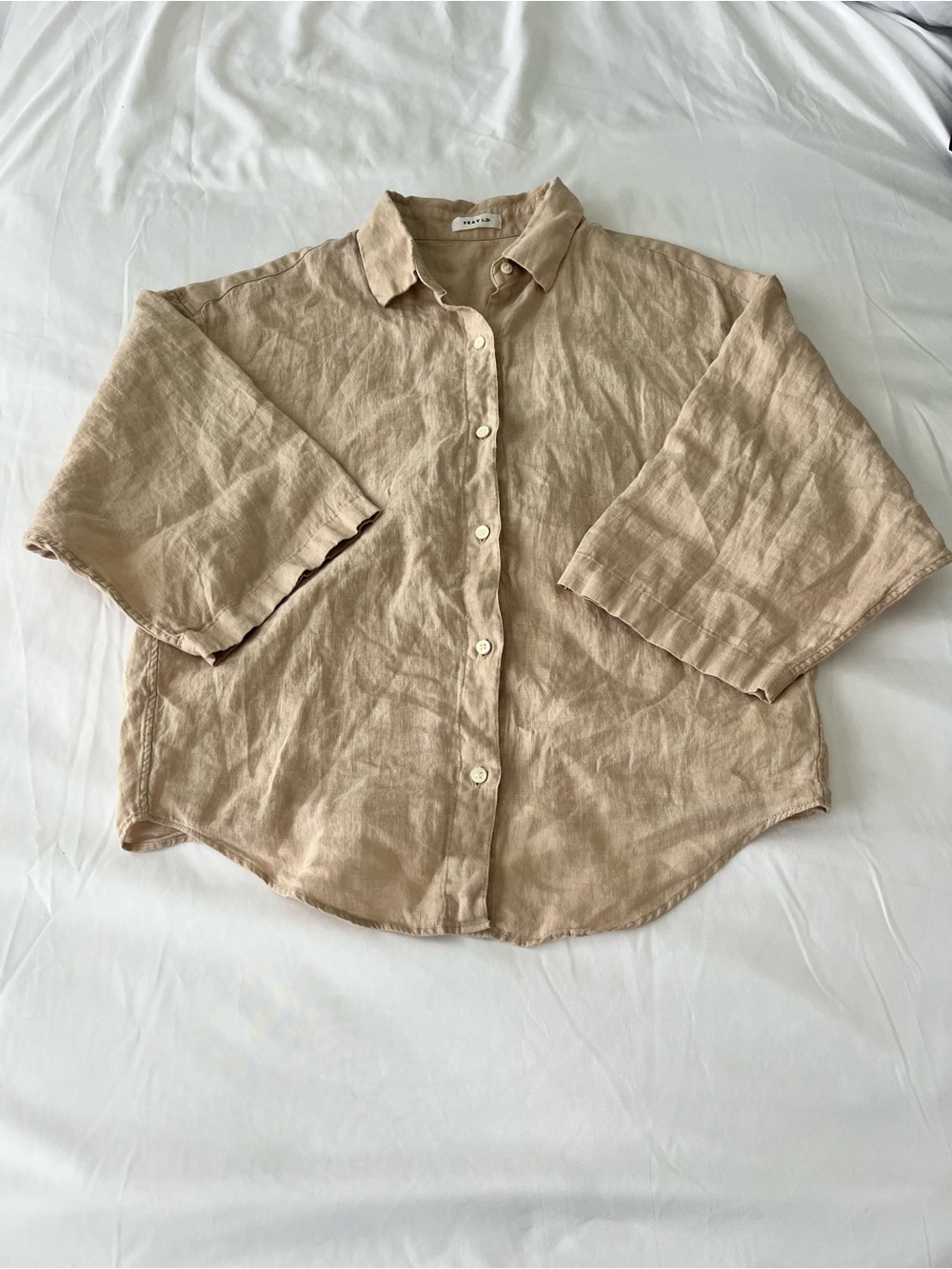 FRAY I.D Japan 100% Linen Boxy Button-Down Shirt - Beige